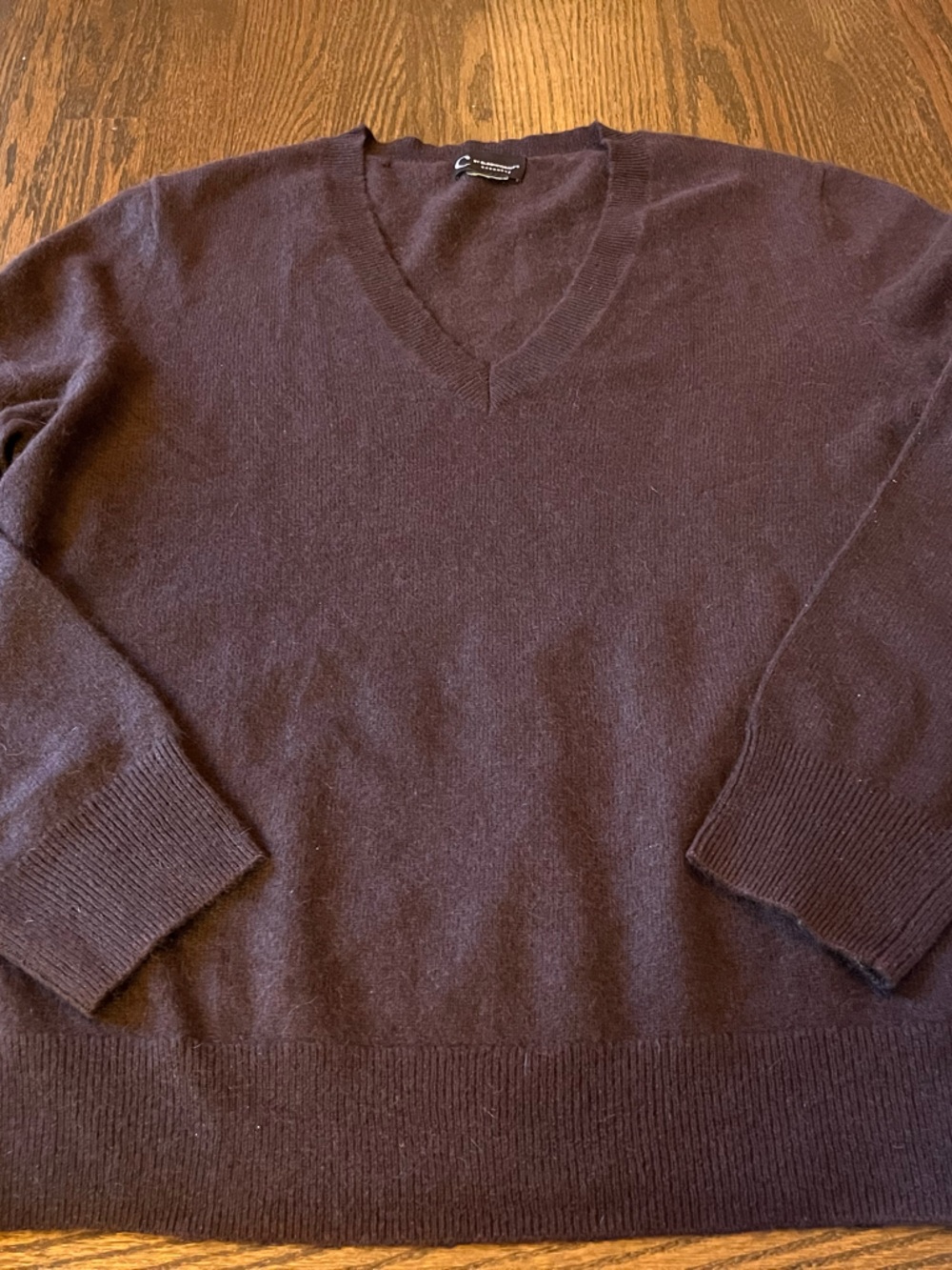 Bloomingdale’s Brown V- Neck Cashmere Sweater